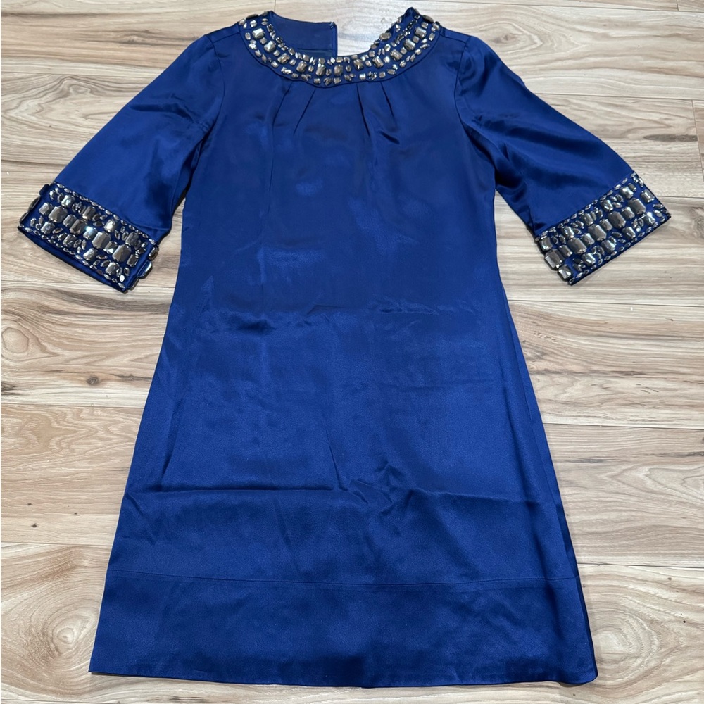 Shoshanna Blue Dress with Gold Accents